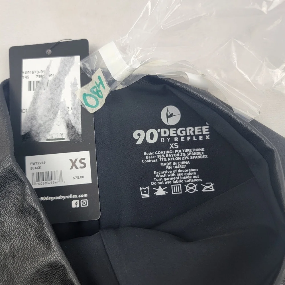 NWT 98 Degree by reflex high rise‎ pleather leggings in black Size XS